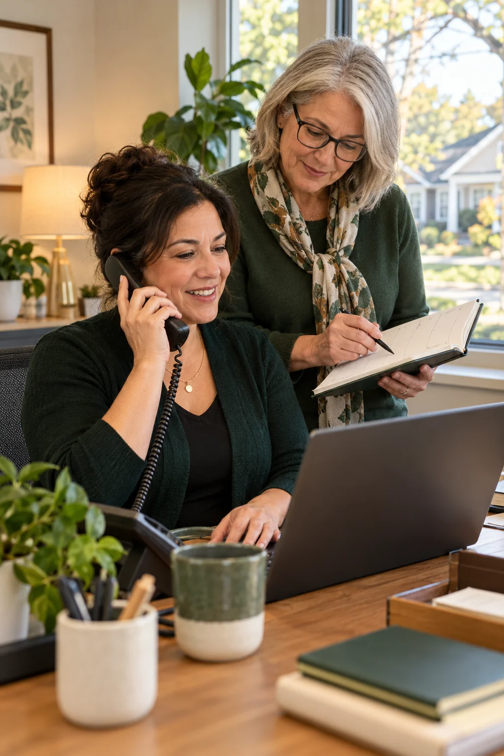 A home care intake team planning client calls and staff availability