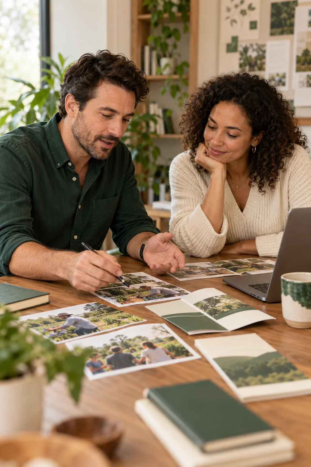 A community director and marketing lead planning outreach together