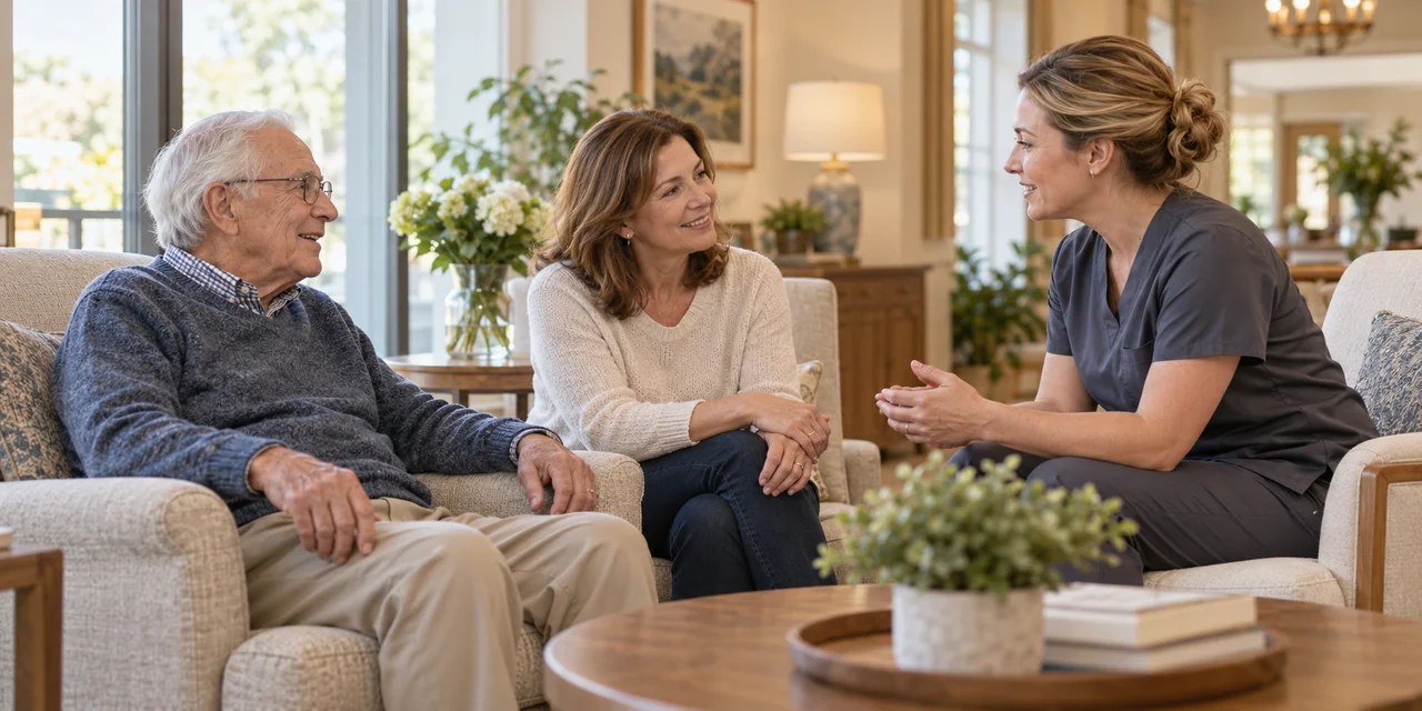 A care professional listening to an older adult
